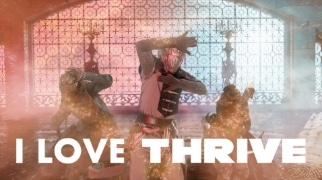 「I LOVE THRIVE」の波動を浴びたコリキング軍団はもはや反撃する力はなく、革命軍はTHRIVE（スライヴ）のマッサージチェアを奪還した。